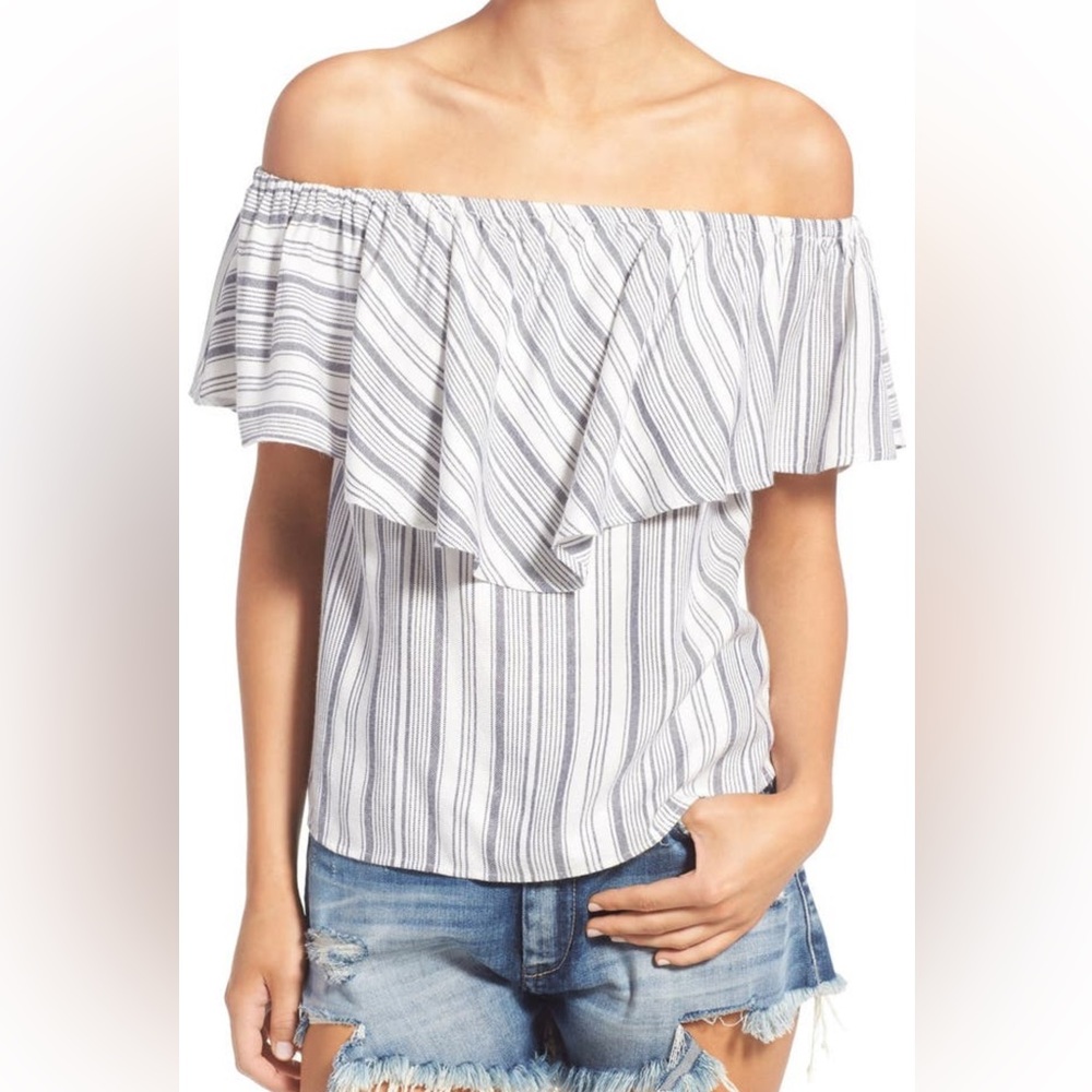 Wayf Striped Off Shoulder Top
